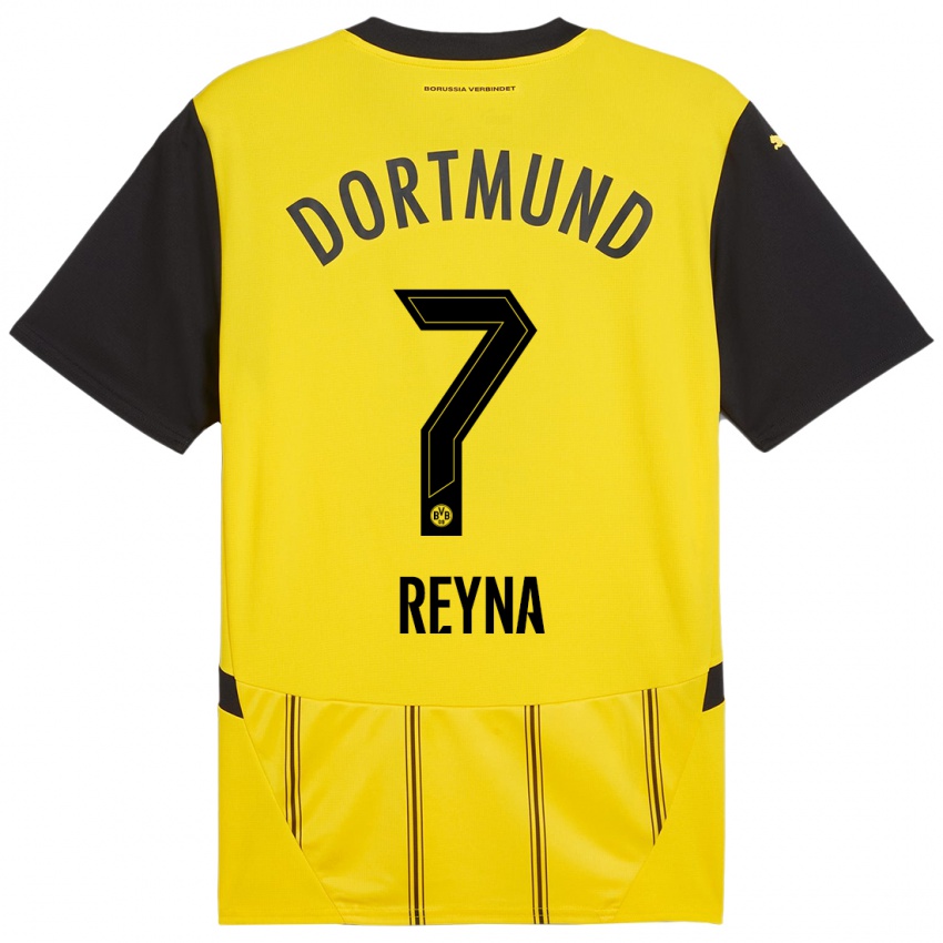 Niño Camiseta Giovanni Reyna #7 Amarillo Negro 1ª Equipación 2024/25 La Camisa Perú