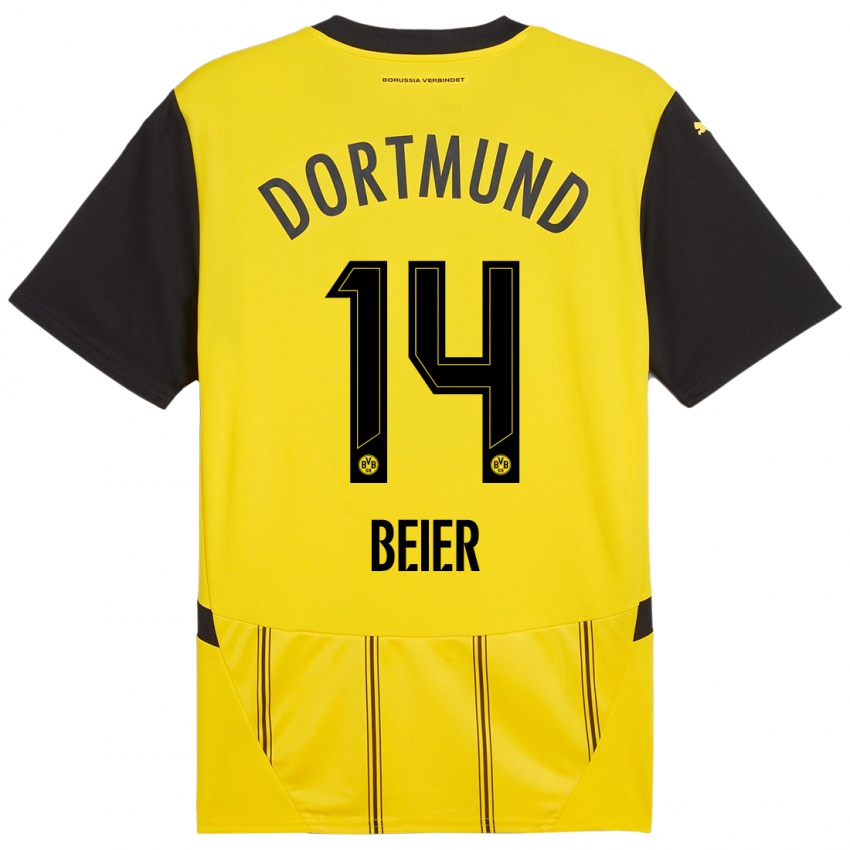 Niño Camiseta Maximilian Beier #14 Amarillo Negro 1ª Equipación 2024/25 La Camisa Perú