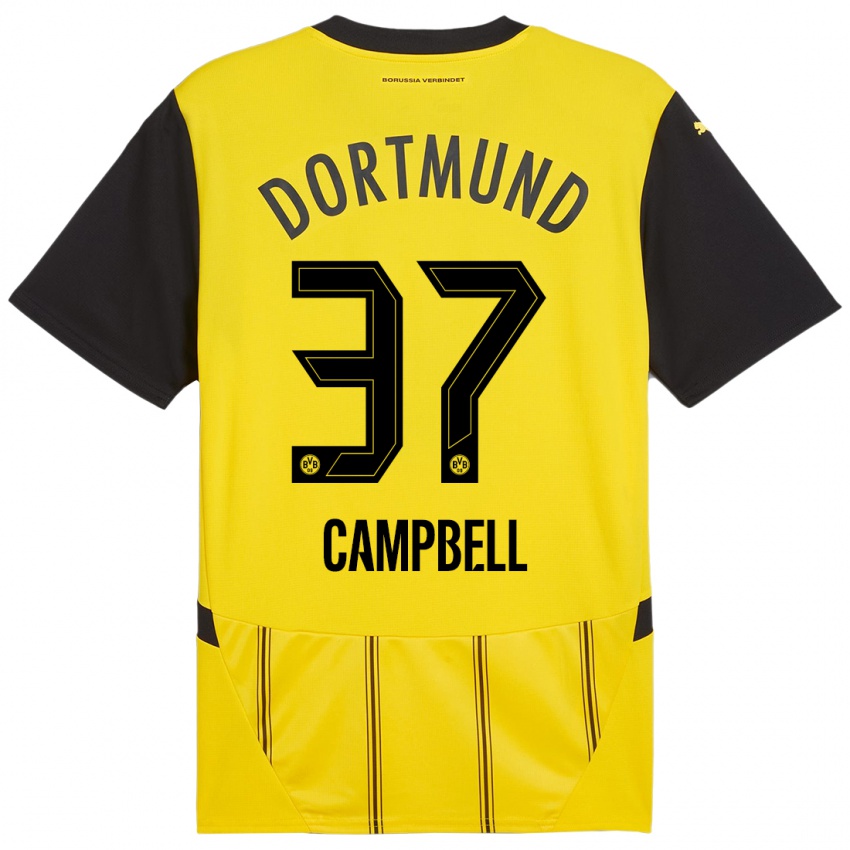 Niño Camiseta Cole Campbell #37 Amarillo Negro 1ª Equipación 2024/25 La Camisa Perú