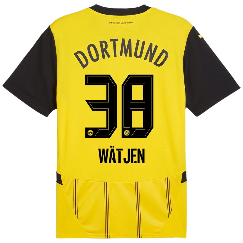 Niño Camiseta Kjell Wätjen #38 Amarillo Negro 1ª Equipación 2024/25 La Camisa Perú