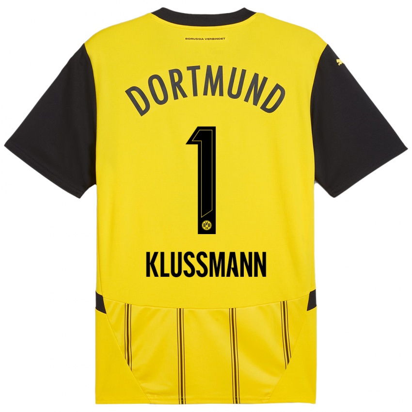 Niño Camiseta Leon Klußmann #1 Amarillo Negro 1ª Equipación 2024/25 La Camisa Perú