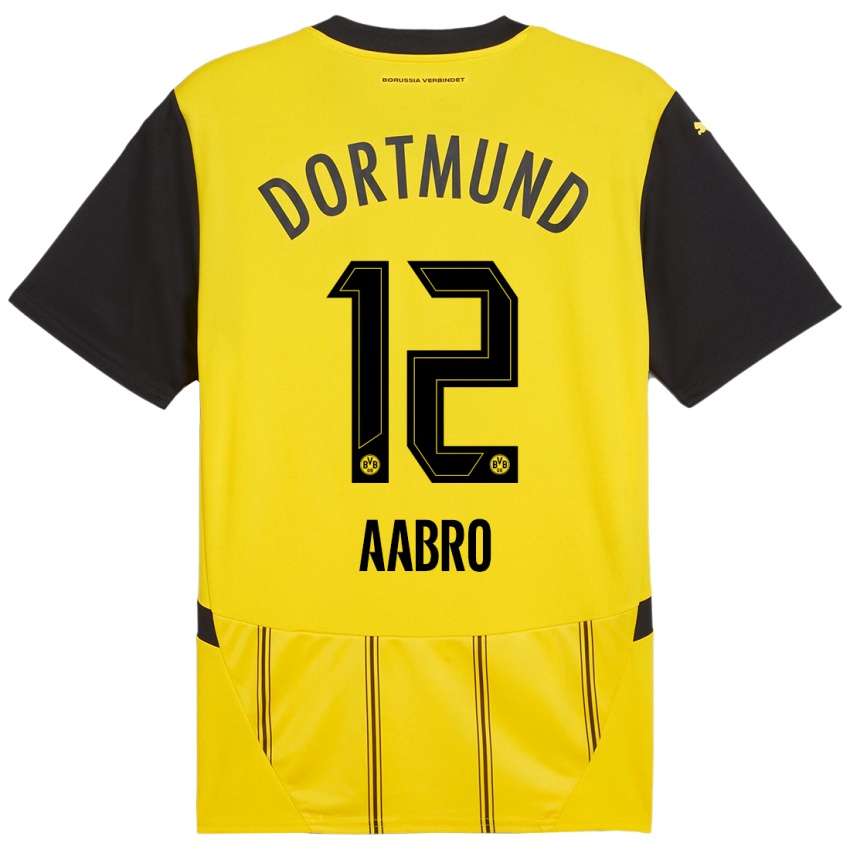 Niño Camiseta Gustav Aabro #12 Amarillo Negro 1ª Equipación 2024/25 La Camisa Perú