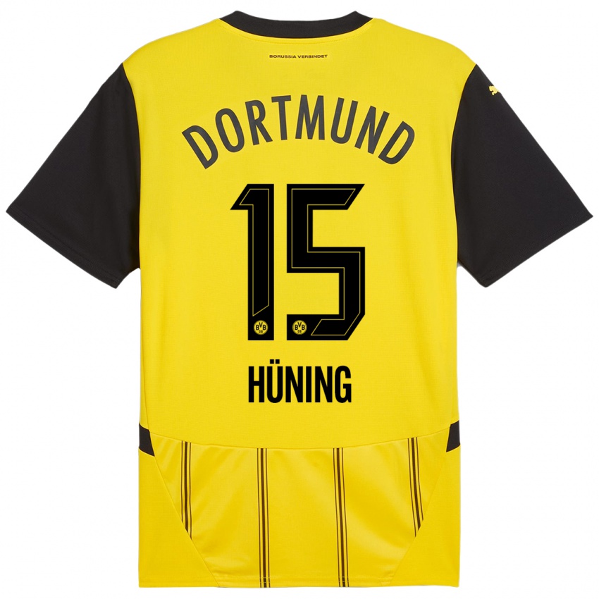 Niño Camiseta Ben Hüning #15 Amarillo Negro 1ª Equipación 2024/25 La Camisa Perú