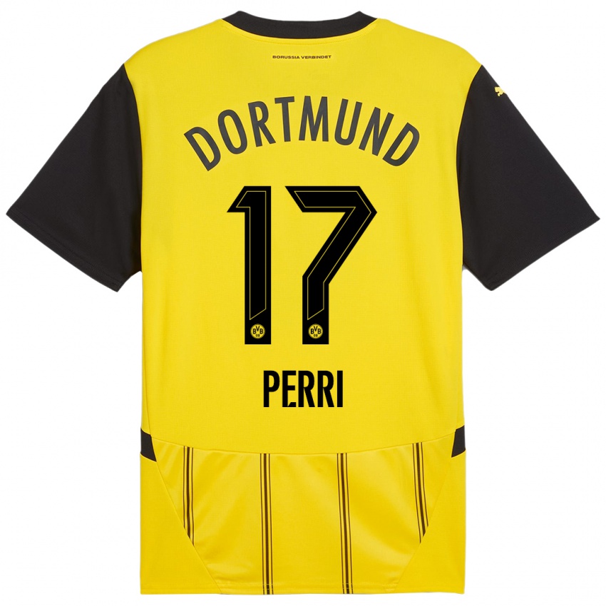 Niño Camiseta Luca Perri #17 Amarillo Negro 1ª Equipación 2024/25 La Camisa Perú