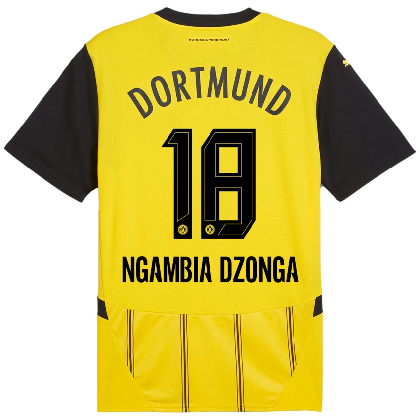 Niño Camiseta Diego Ngambia Dzonga #18 Amarillo Negro 1ª Equipación 2024/25 La Camisa Perú