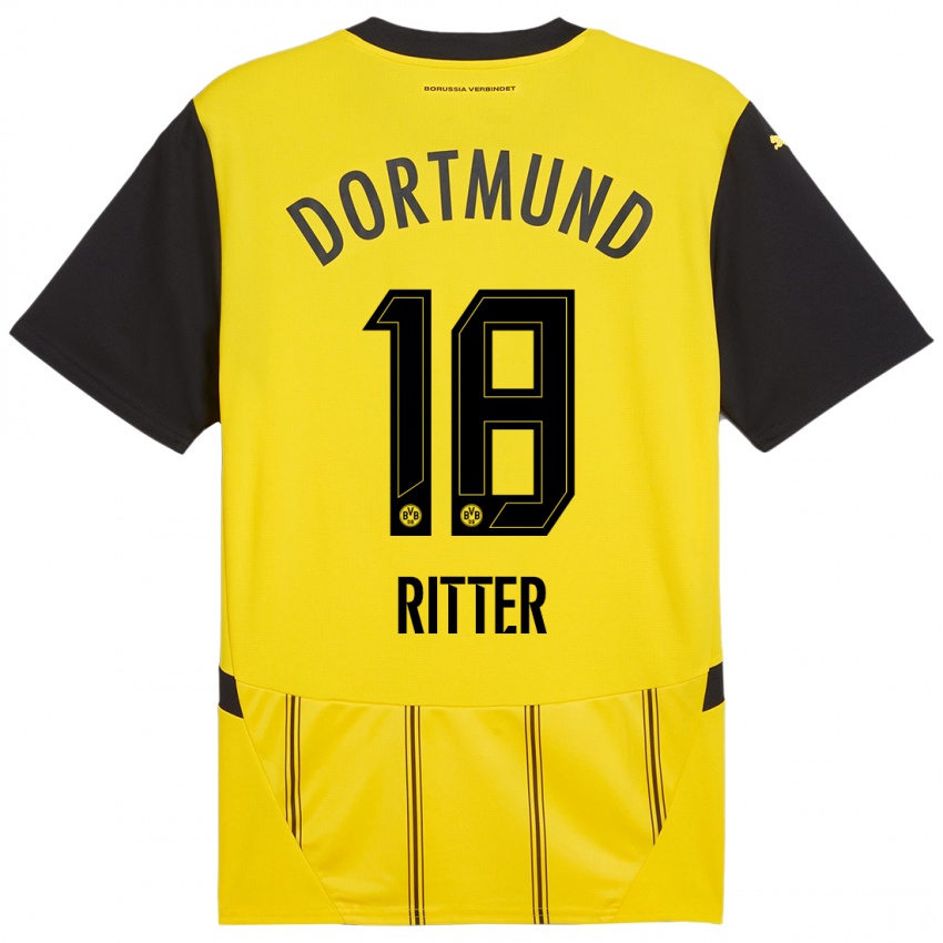 Niño Camiseta Roméo Ritter #18 Amarillo Negro 1ª Equipación 2024/25 La Camisa Perú