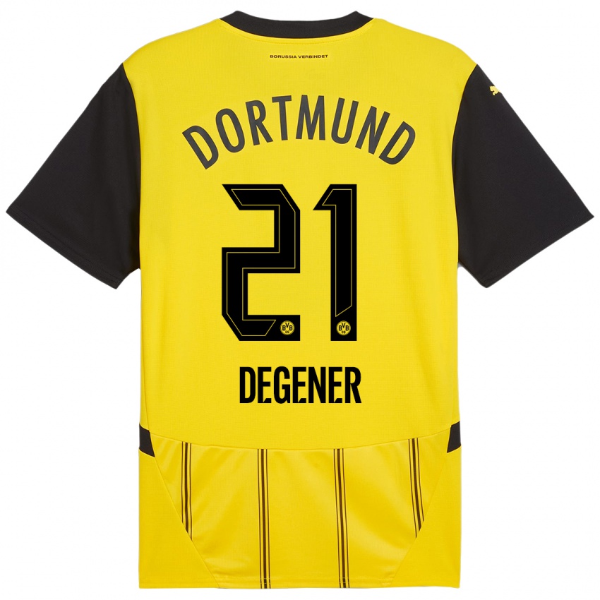 Niño Camiseta Tim Degener #21 Amarillo Negro 1ª Equipación 2024/25 La Camisa Perú