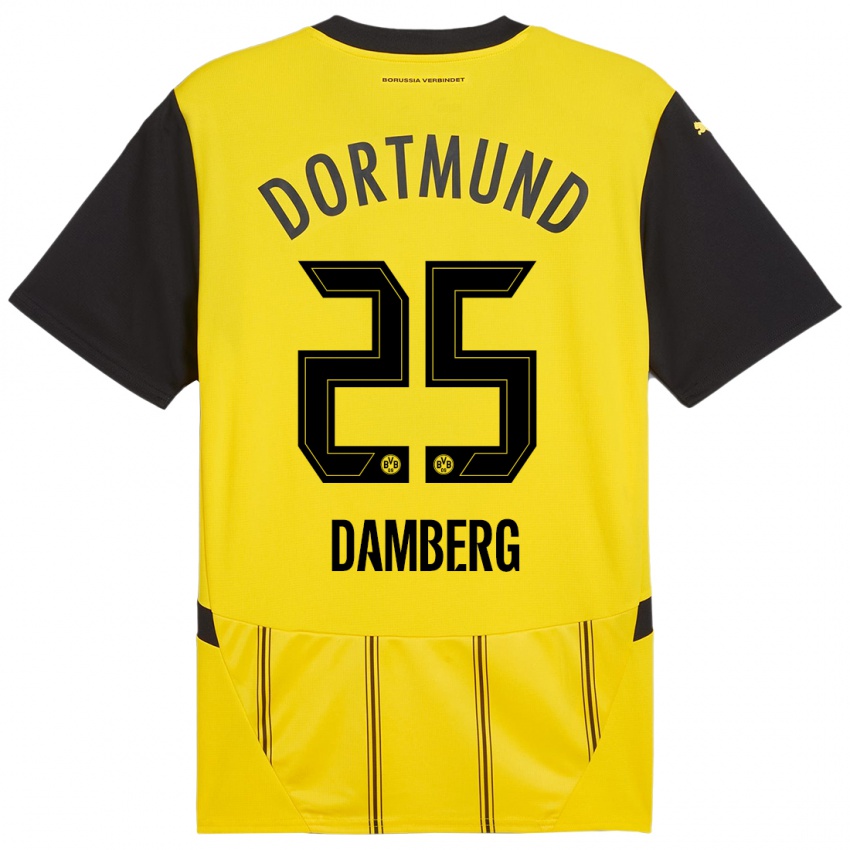 Niño Camiseta Niclas Damberg #25 Amarillo Negro 1ª Equipación 2024/25 La Camisa Perú