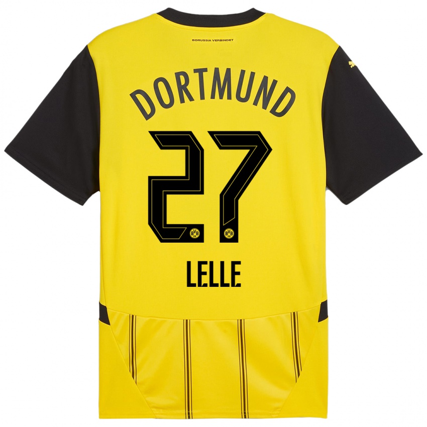 Niño Camiseta David Lelle #27 Amarillo Negro 1ª Equipación 2024/25 La Camisa Perú