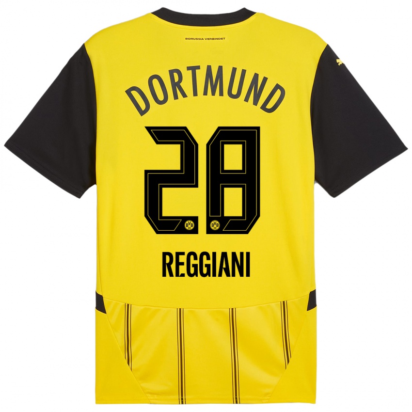 Niño Camiseta Luca Reggiani #28 Amarillo Negro 1ª Equipación 2024/25 La Camisa Perú