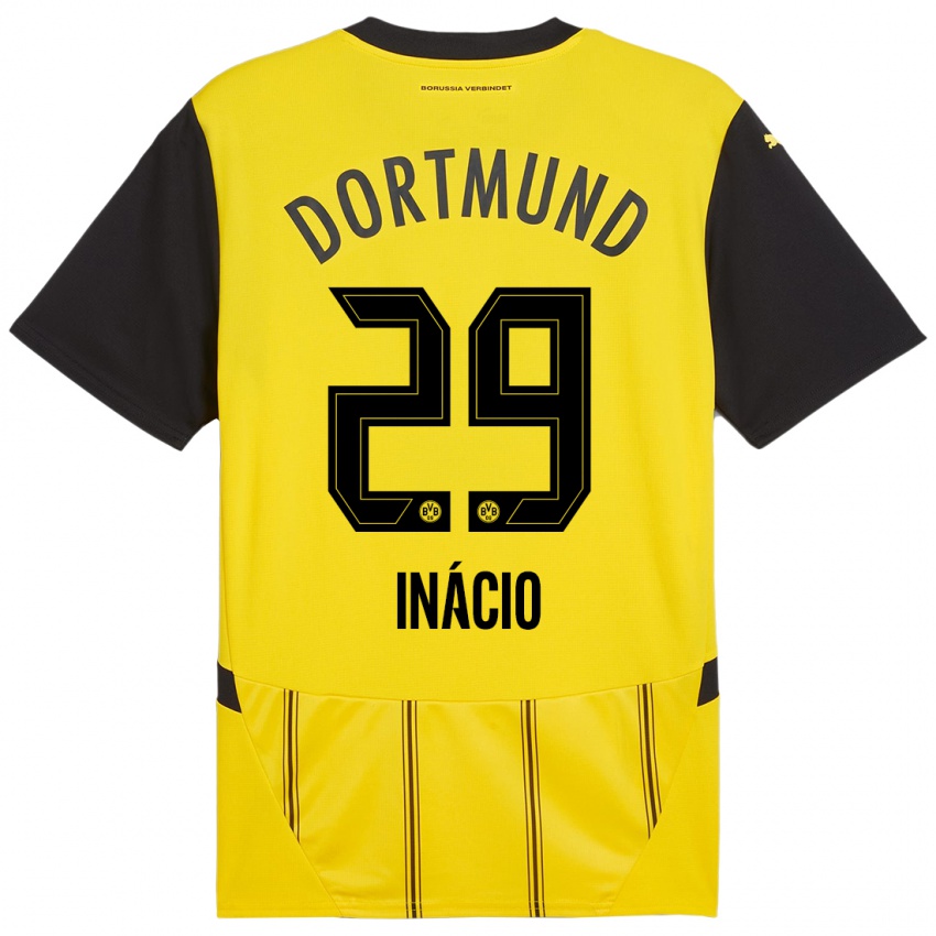 Niño Camiseta Samuele Inácio #29 Amarillo Negro 1ª Equipación 2024/25 La Camisa Perú