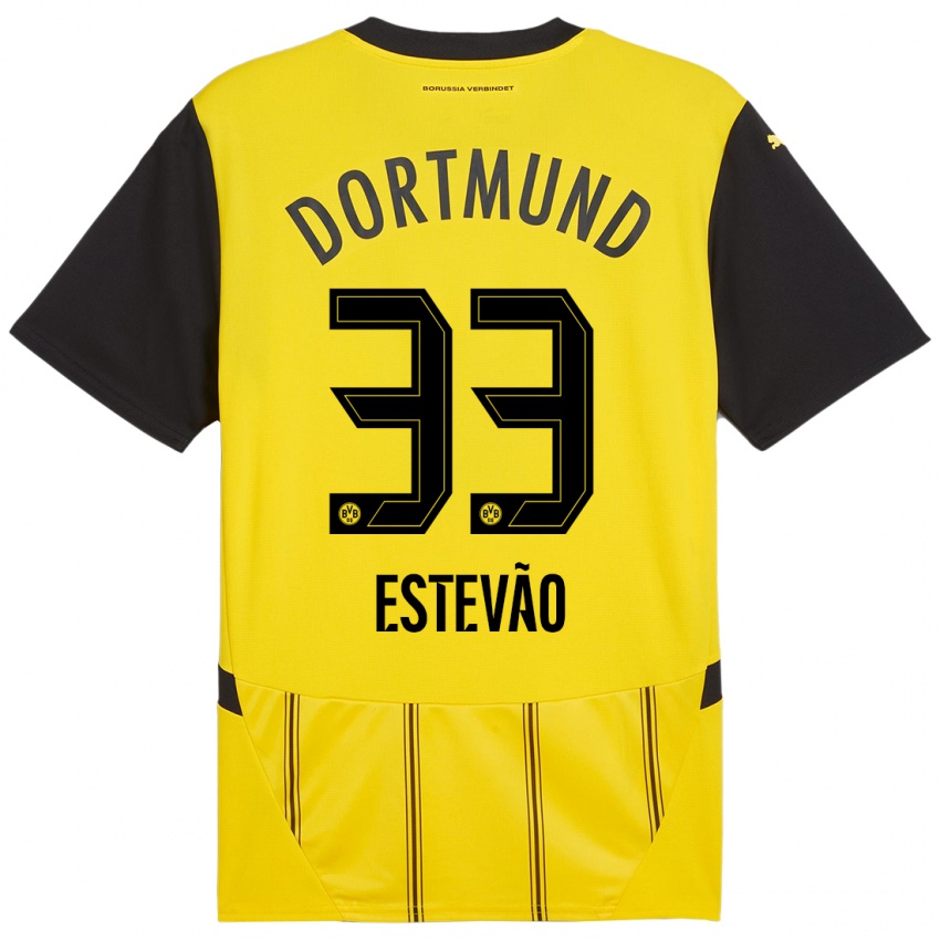 Niño Camiseta Tiago Estevão #33 Amarillo Negro 1ª Equipación 2024/25 La Camisa Perú