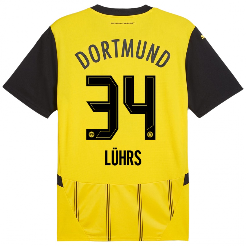 Niño Camiseta Yannik Lührs #34 Amarillo Negro 1ª Equipación 2024/25 La Camisa Perú