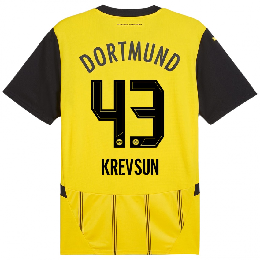 Niño Camiseta Danylo Krevsun #43 Amarillo Negro 1ª Equipación 2024/25 La Camisa Perú