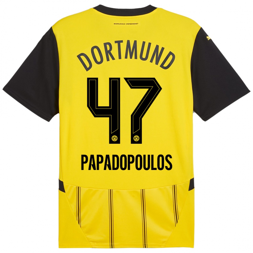 Niño Camiseta Antonios Papadopoulos #47 Amarillo Negro 1ª Equipación 2024/25 La Camisa Perú