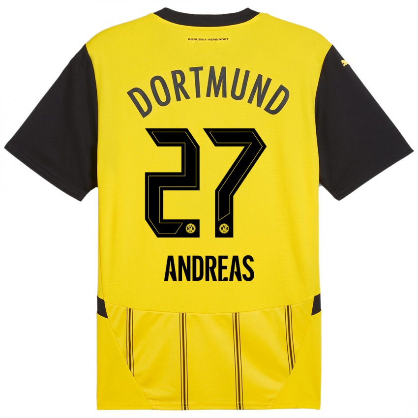 Niño Camiseta Kuno Andreas #27 Amarillo Negro 1ª Equipación 2024/25 La Camisa Perú