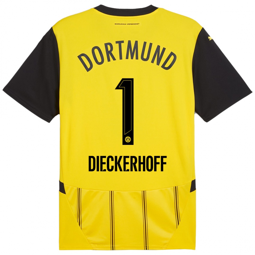 Niño Camiseta Max Dieckerhoff #1 Amarillo Negro 1ª Equipación 2024/25 La Camisa Perú