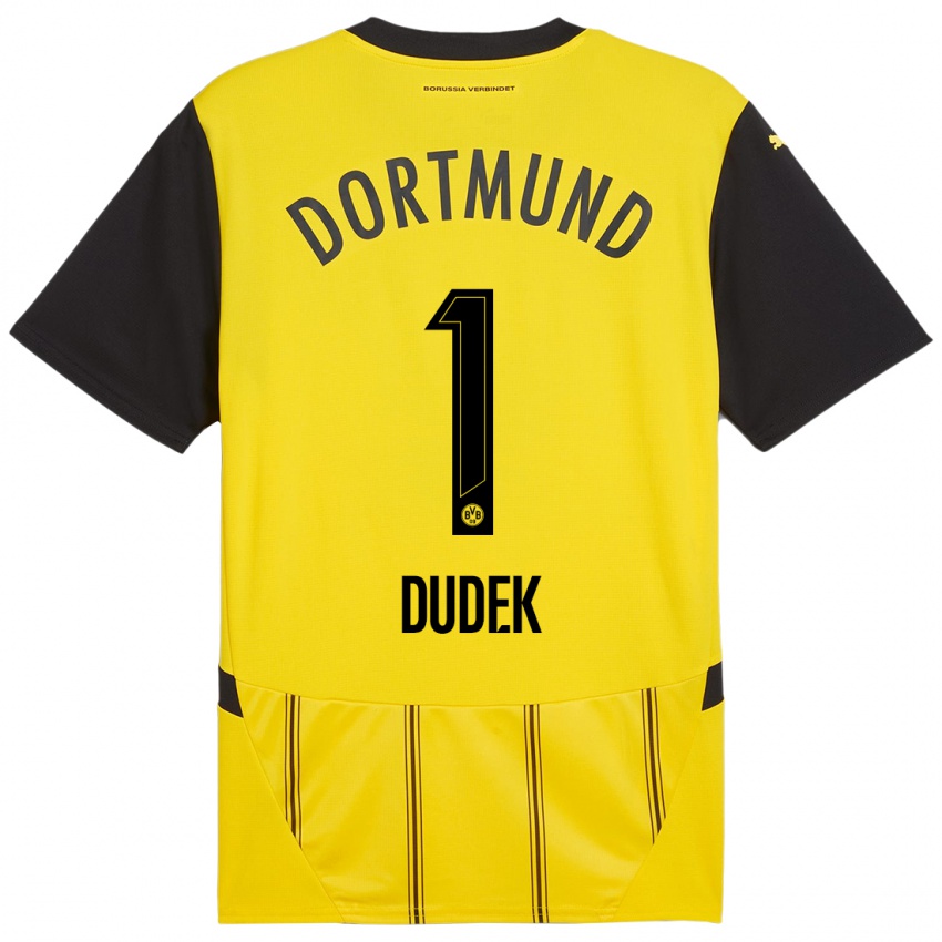 Niño Camiseta Daniel Dudek #1 Amarillo Negro 1ª Equipación 2024/25 La Camisa Perú