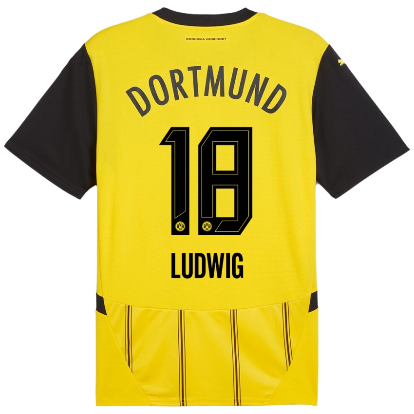 Niño Camiseta Michel Ludwig #18 Amarillo Negro 1ª Equipación 2024/25 La Camisa Perú