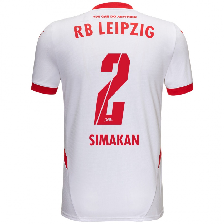 Niño Camiseta Mohamed Simakan #2 Blanco Rojo 1ª Equipación 2024/25 La Camisa Perú