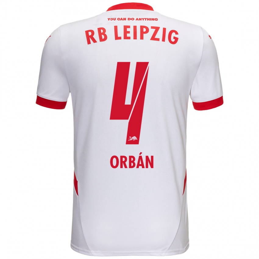 Niño Camiseta Willi Orban #4 Blanco Rojo 1ª Equipación 2024/25 La Camisa Perú