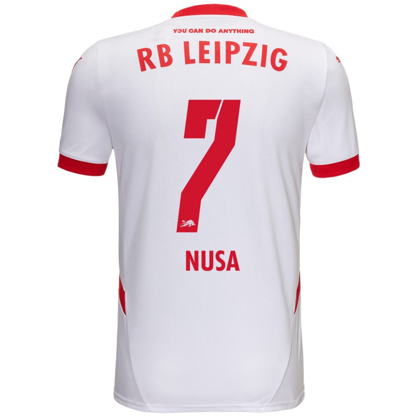 Niño Camiseta Antonio Nusa #7 Blanco Rojo 1ª Equipación 2024/25 La Camisa Perú