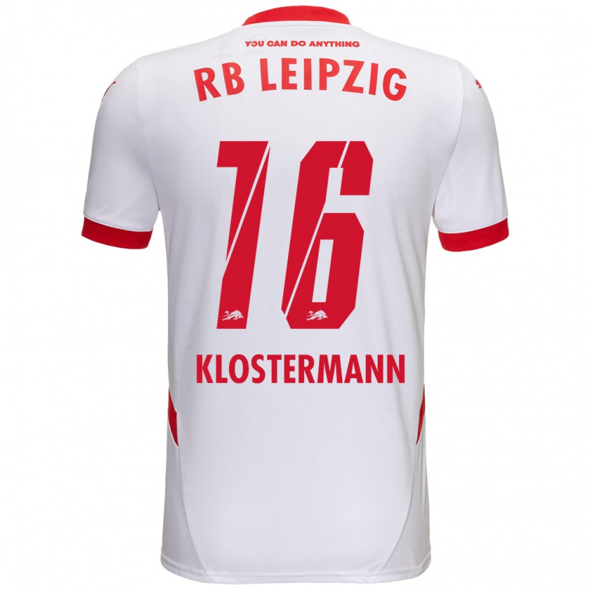 Niño Camiseta Lukas Klostermann #16 Blanco Rojo 1ª Equipación 2024/25 La Camisa Perú