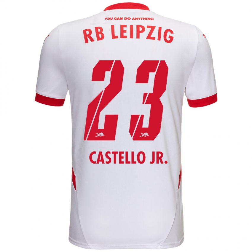 Niño Camiseta Castello Lukeba #23 Blanco Rojo 1ª Equipación 2024/25 La Camisa Perú