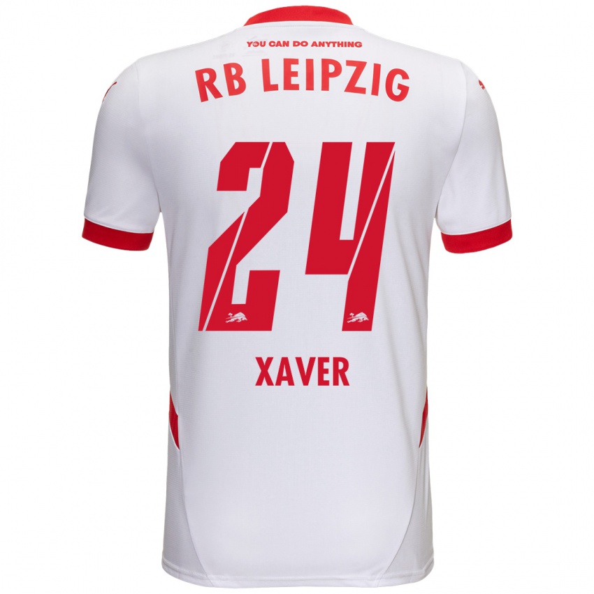 Niño Camiseta Xaver Schlager #24 Blanco Rojo 1ª Equipación 2024/25 La Camisa Perú