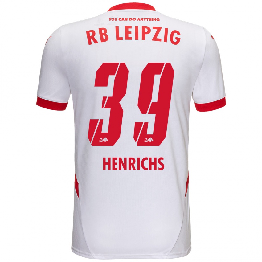 Niño Camiseta Benjamin Henrichs #39 Blanco Rojo 1ª Equipación 2024/25 La Camisa Perú