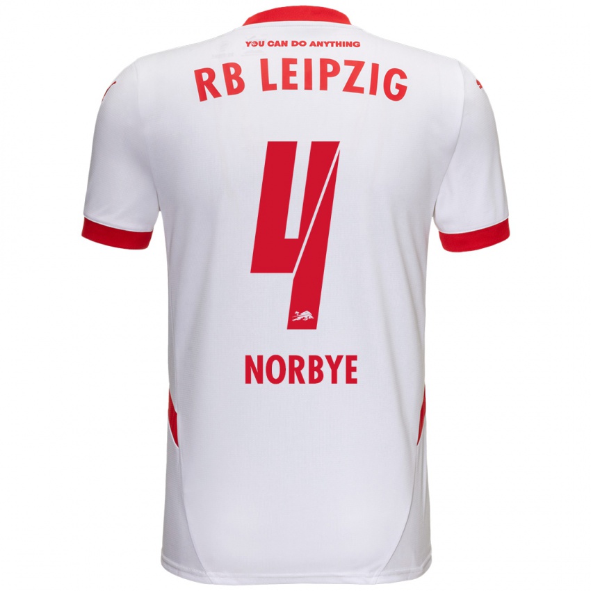 Niño Camiseta Jonathan Norbye #4 Blanco Rojo 1ª Equipación 2024/25 La Camisa Perú