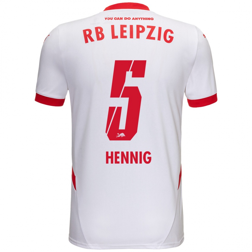 Niño Camiseta Lenny Hennig #5 Blanco Rojo 1ª Equipación 2024/25 La Camisa Perú