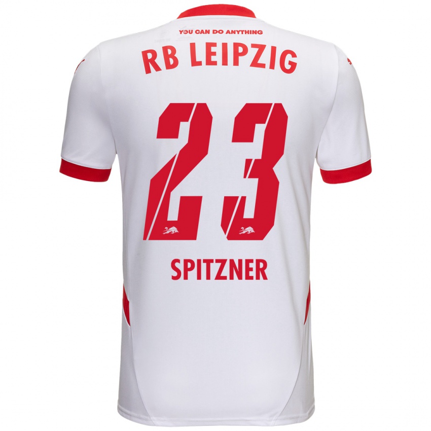 Niño Camiseta Kyra Spitzner #23 Blanco Rojo 1ª Equipación 2024/25 La Camisa Perú