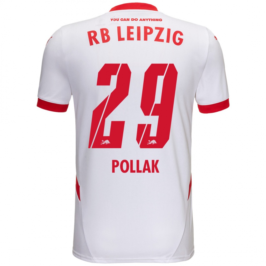 Niño Camiseta Julia Pollak #29 Blanco Rojo 1ª Equipación 2024/25 La Camisa Perú