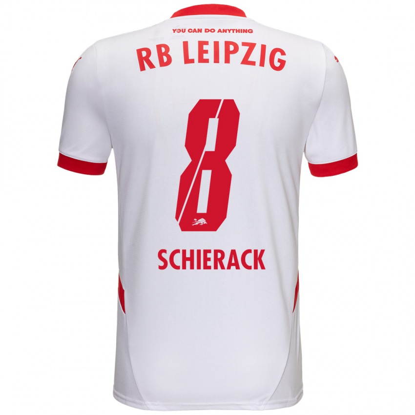 Niño Camiseta Simon Schierack #8 Blanco Rojo 1ª Equipación 2024/25 La Camisa Perú