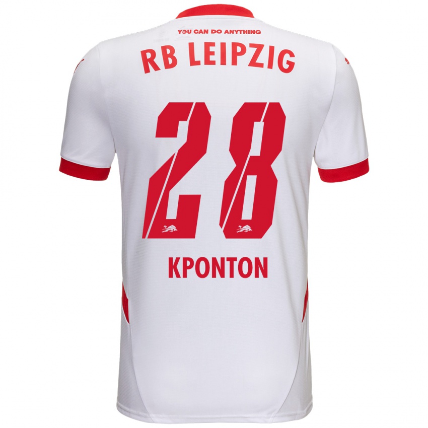 Niño Camiseta Marwan Kponton #28 Blanco Rojo 1ª Equipación 2024/25 La Camisa Perú