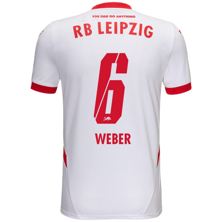 Niño Camiseta Samuel Weber #6 Blanco Rojo 1ª Equipación 2024/25 La Camisa Perú