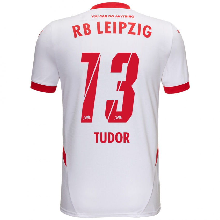 Niño Camiseta Aaron Tudor #13 Blanco Rojo 1ª Equipación 2024/25 La Camisa Perú