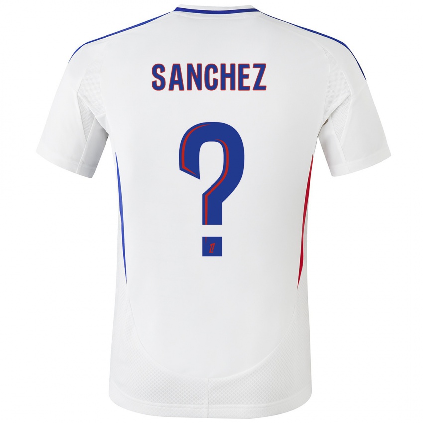 Niño Camiseta Florent Sanchez #0 Blanco Azul 1ª Equipación 2024/25 La Camisa Perú