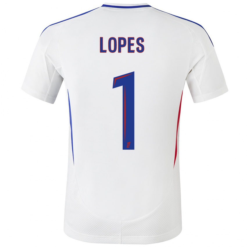 Niño Camiseta Anthony Lopes #1 Blanco Azul 1ª Equipación 2024/25 La Camisa Perú