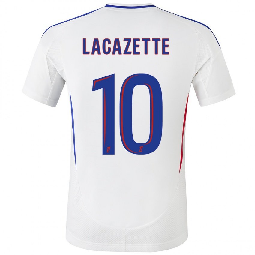 Niño Camiseta Alexandre Lacazette #10 Blanco Azul 1ª Equipación 2024/25 La Camisa Perú