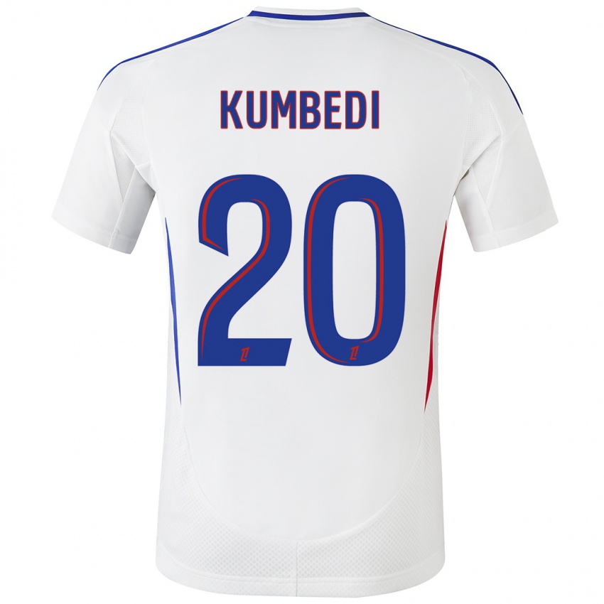 Niño Camiseta Saël Kumbedi #20 Blanco Azul 1ª Equipación 2024/25 La Camisa Perú