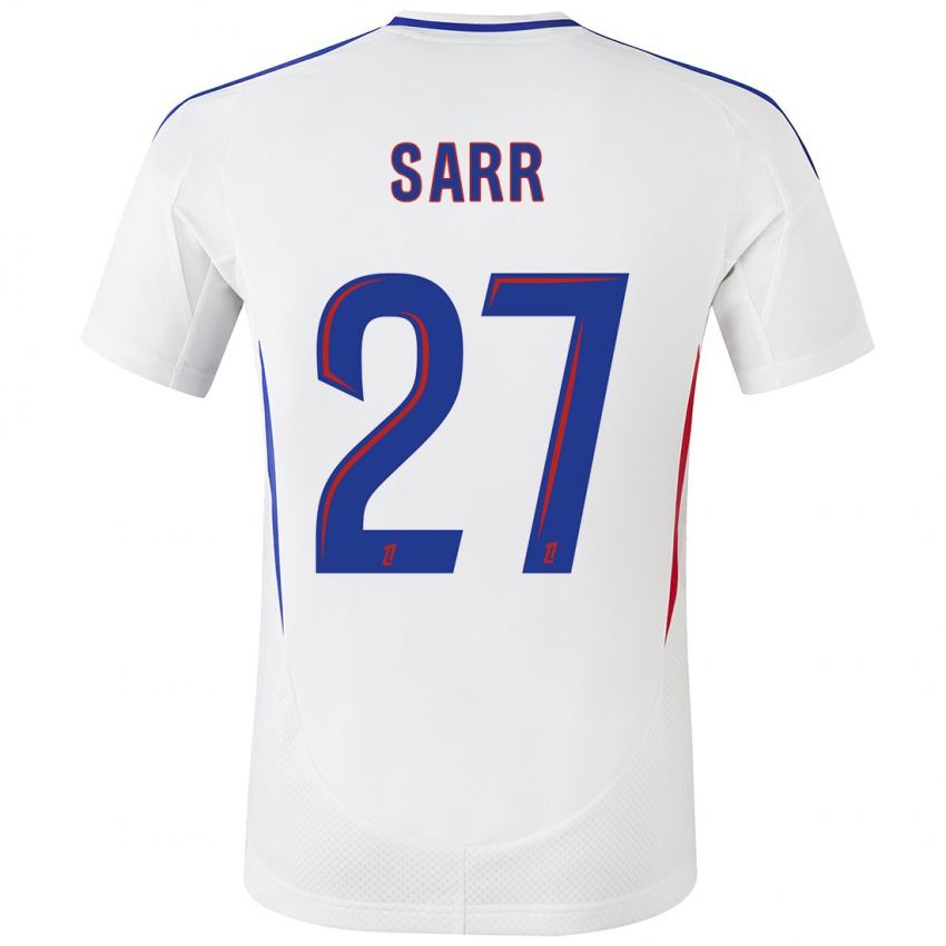 Niño Camiseta Amin Sarr #27 Blanco Azul 1ª Equipación 2024/25 La Camisa Perú