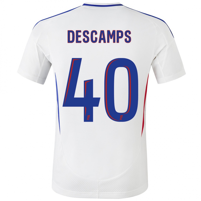 Niño Camiseta Rémy Descamps #40 Blanco Azul 1ª Equipación 2024/25 La Camisa Perú