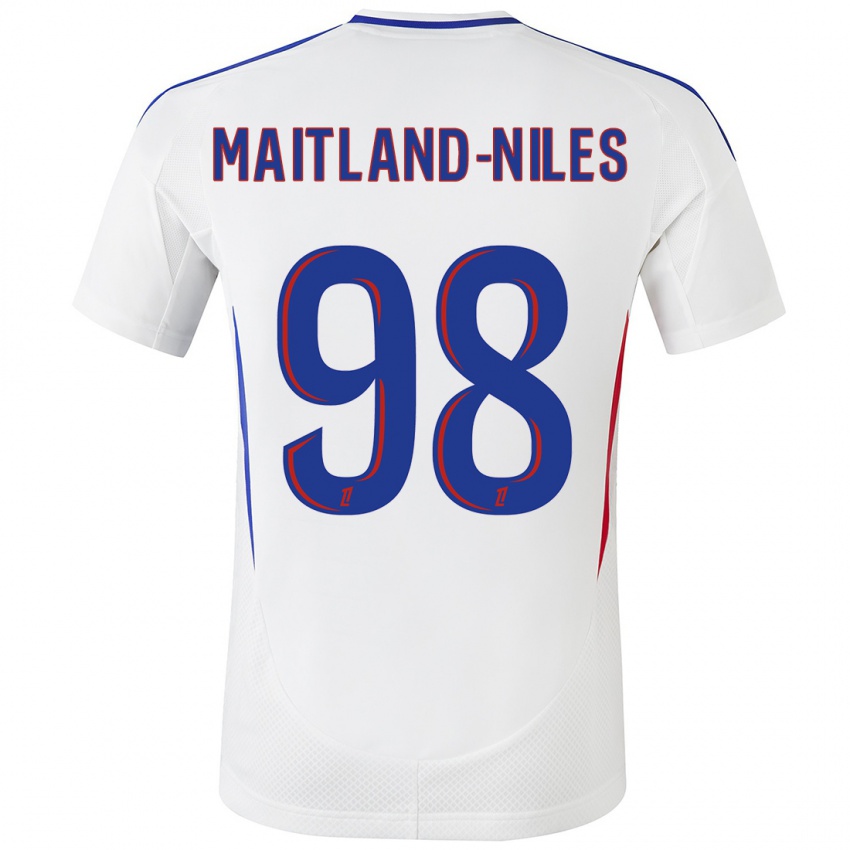 Niño Camiseta Ainsley Maitland-Niles #98 Blanco Azul 1ª Equipación 2024/25 La Camisa Perú