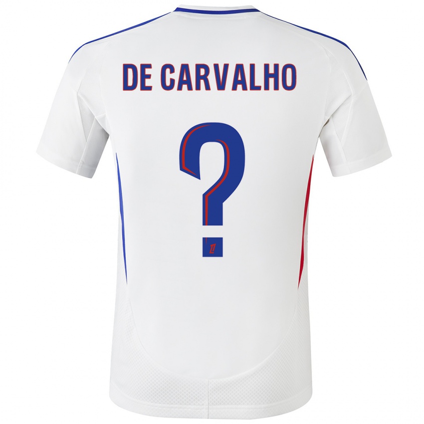 Niño Camiseta Mathys De Carvalho #0 Blanco Azul 1ª Equipación 2024/25 La Camisa Perú