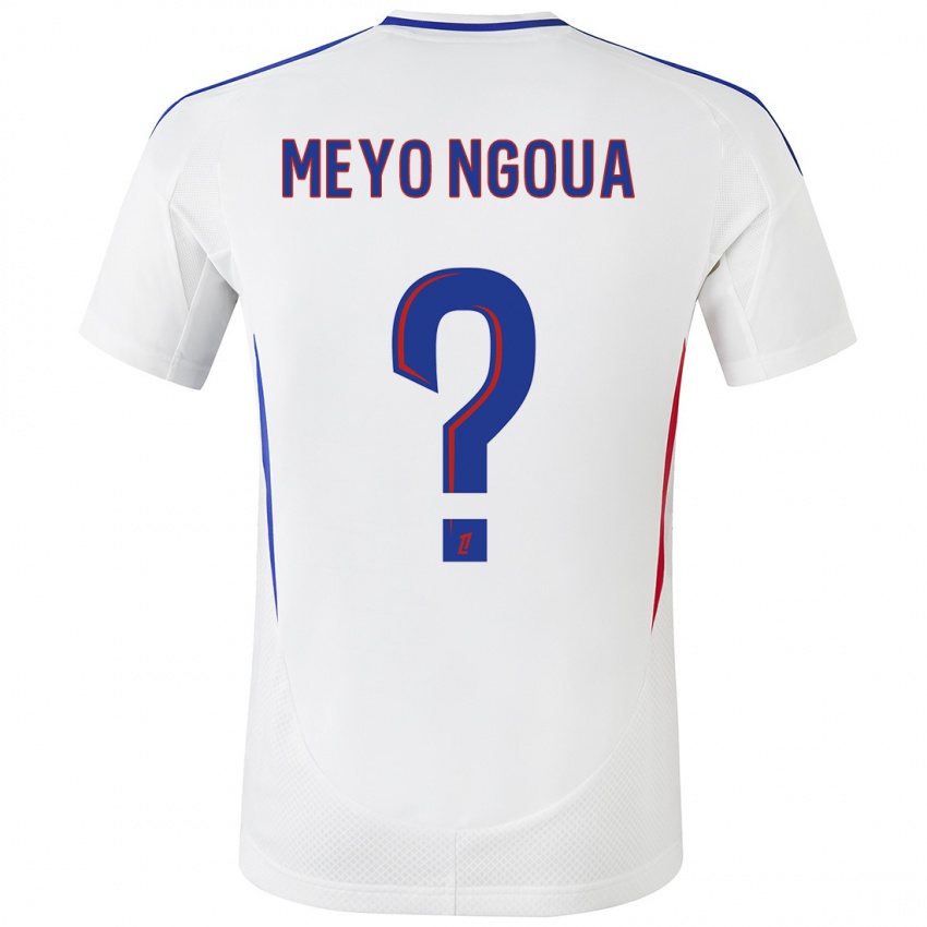 Niño Camiseta Bryan Meyo Ngoua #0 Blanco Azul 1ª Equipación 2024/25 La Camisa Perú