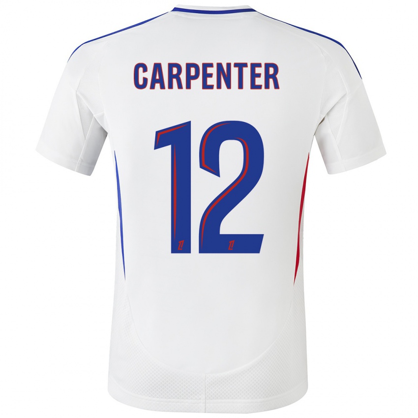 Niño Camiseta Ellie Carpenter #12 Blanco Azul 1ª Equipación 2024/25 La Camisa Perú