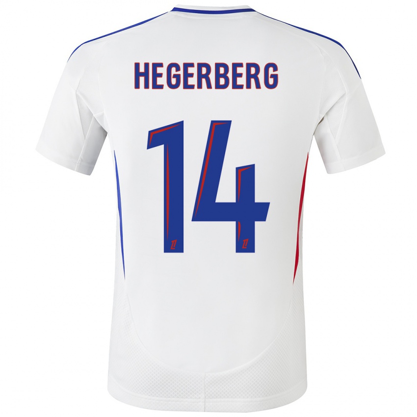 Niño Camiseta Ada Hegerberg #14 Blanco Azul 1ª Equipación 2024/25 La Camisa Perú