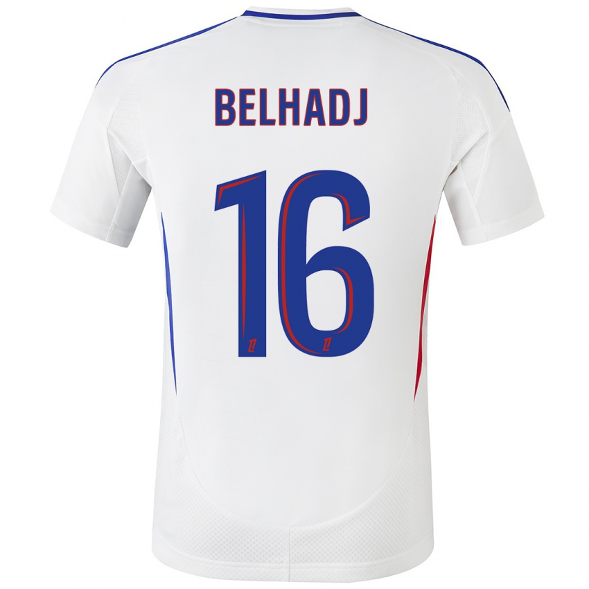 Niño Camiseta Féerine Belhadj #16 Blanco Azul 1ª Equipación 2024/25 La Camisa Perú